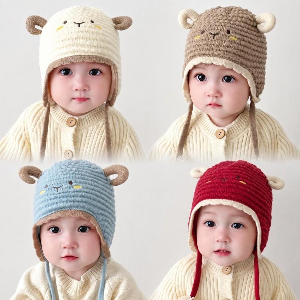 Warm Plush Baby Beanie Lamb Design Earflap Cap Comfort Kids Knit Hat Kids