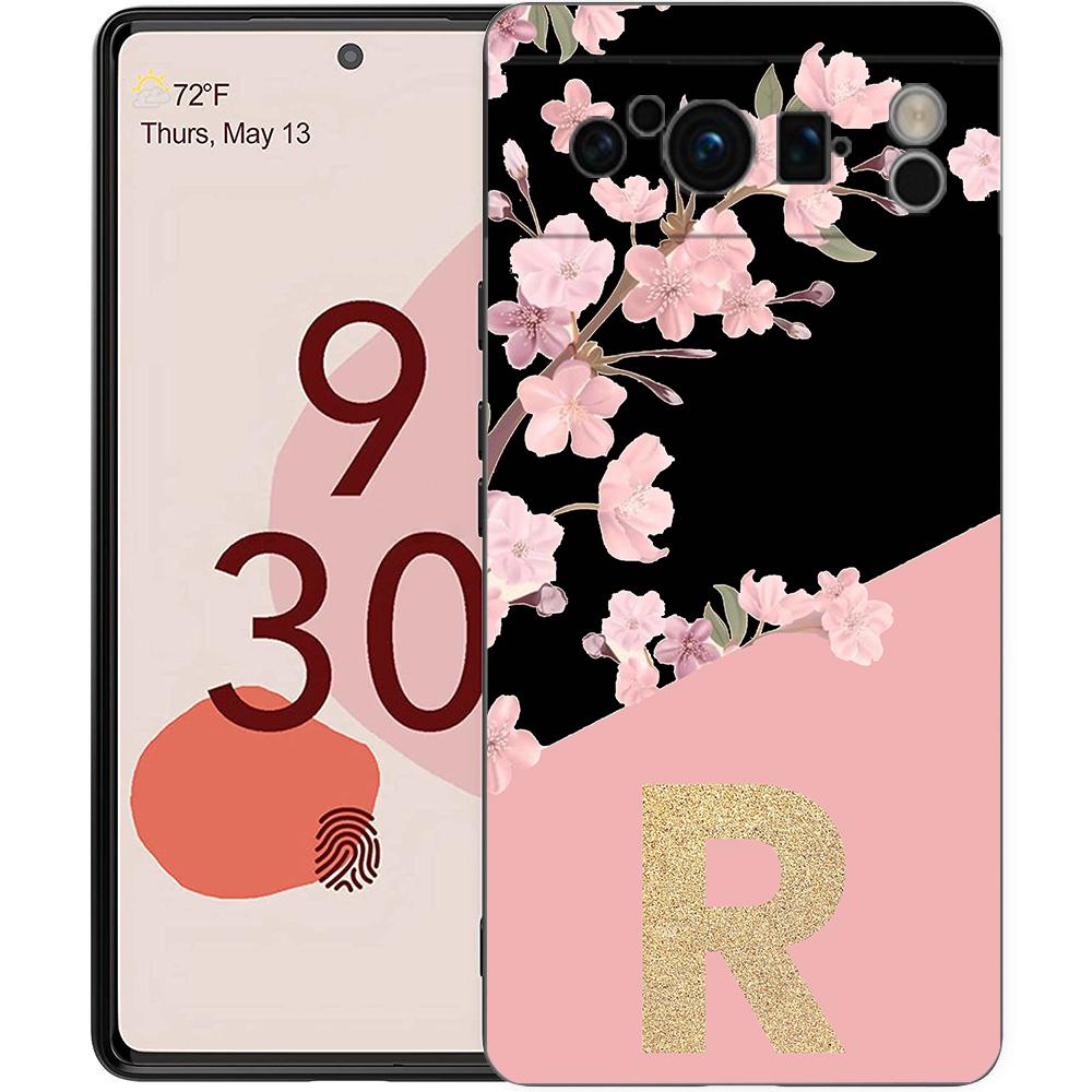 Чехол для телефона Google Pixel 8 A 7 6 Pro 6A 5G черный мягкий противоударный чехол силиконовый TPU чехол золотой цветок с буквами