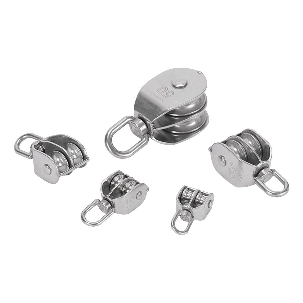 Ring Outdoor Tools Lifting Wheel Double Wheels Swivel Lifting Rope Pulley Stainless Steel Pulley