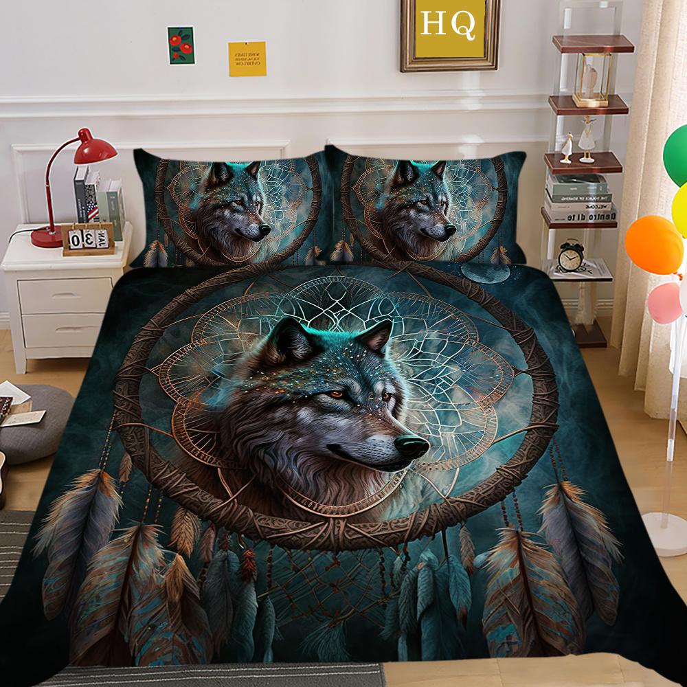 Одеяло с принтом волка, комплект постельного белья из микрофибры королевского размера, чехол для мальчиков-подростков, высококачественный домашний текстиль