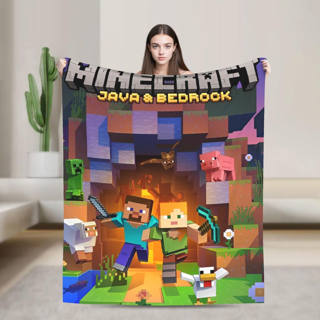 Национальная игра Аниме Фланелевое плед Пиксельные игры Мультфильм для спальни Вязаный плед На открытом воздухе Мягкий дышащий