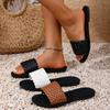 Women Slippers Summer Temperament Braided Slippers Soft Cross Strap Shoes Open-toed Flat Vacation Beach Sandals Slides Women