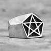 Simple Pentagram Stainless Steel Mens Rings Punk Charm Unique Amulet for Male Boyfriend Biker Jewelry Creativity Gift