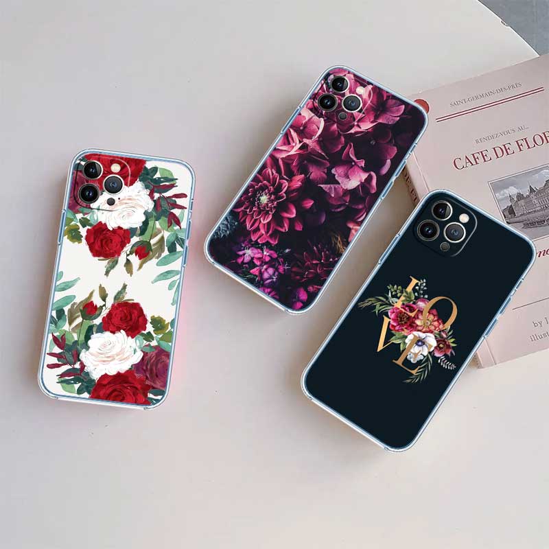 NH24 Flowers rose Pink Transparent Phone Case for Samsung Galaxy A04 A04S A14 A23 A34 A54 M23 M33 M52 M53