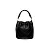 Tory Burch Fleming Logo Brass Accents Pleated Quilted Leather Bucket Bag Women handbags Black 142565-001