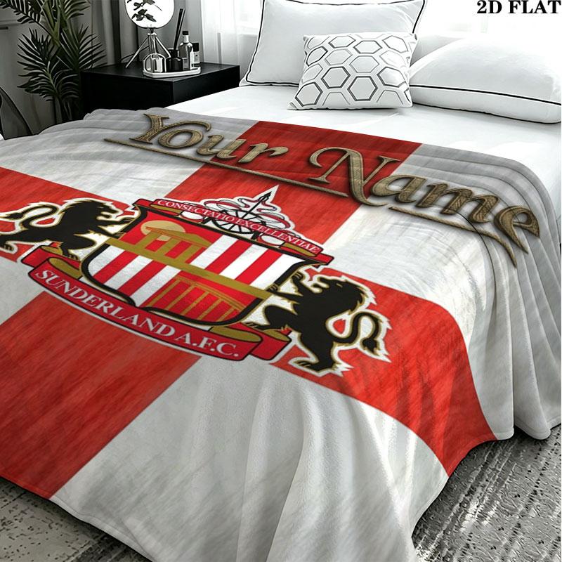 1PC Sunderland A.F Custom Name Patterned Flannel Blanket Suitable For All Seasons for Home Decor Warmth and Comfort Gifts Holiday Present