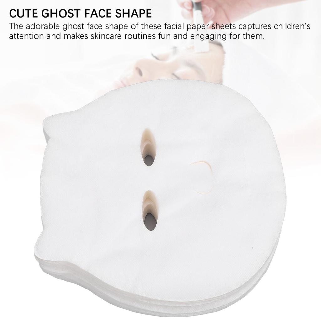 100 шт. готовых бумажных листов для лица для детей, одноразовые влажные компрессы из хлопка, бумажные листы для лица с изображением привидения для младенцев 15,5 х 14 см
