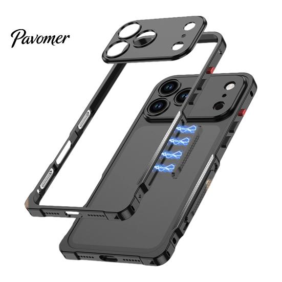 Elegant Minimalist Phone Housing Metal Case for IPhone 18 Pro And Max, Slim Thin Magnetic Horseshoe Buckle Protective Shell Bumper Cooling Frame with