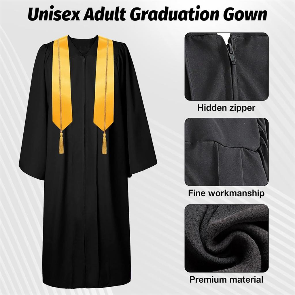 Graduation Cap And Gown 2024 Set With Tassel Honor Cord Graduation Stoles For High School College Bachelor