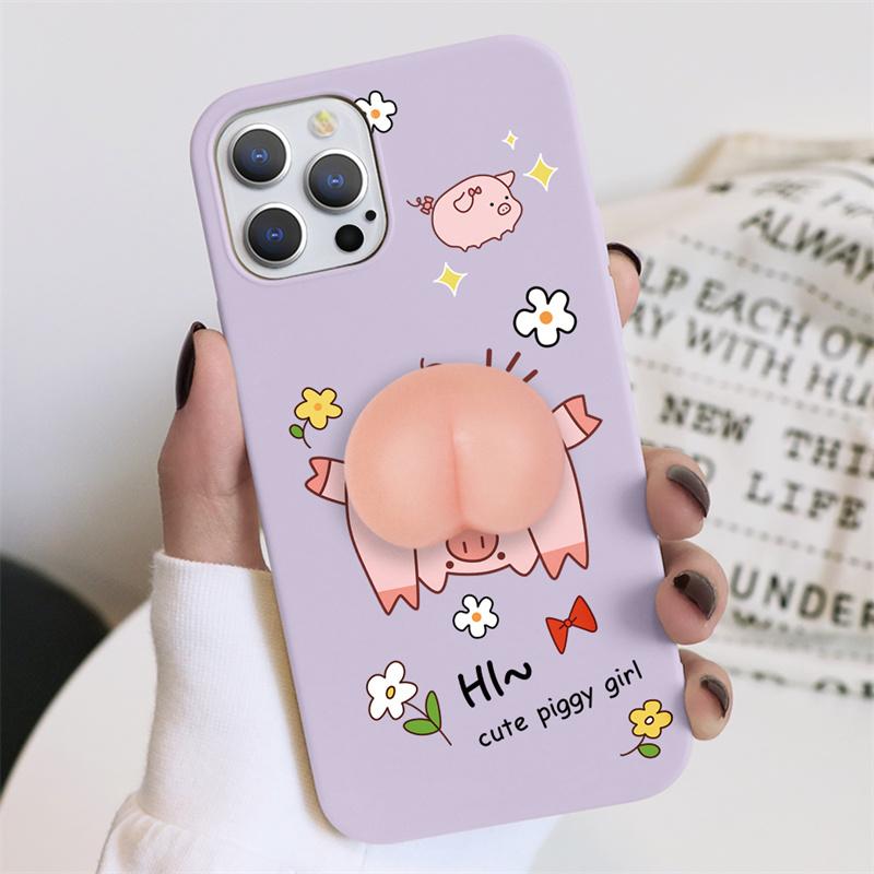Мягкий чехол для телефона с 3D милыми животными в виде ягодиц для iPhone 11 12 13 Pro Max XS 7 6 Samsung A40 A32 A02 S22 Xiaomi Redmi 9T Huawei P30 vivo Y52s Soft Funda