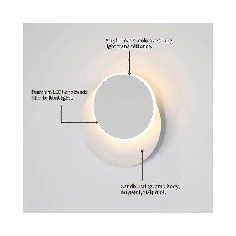 Indoor Wall Lamp 8W White, Modern Led Wall Lamp, Creative 2 In 1, 360 Rotatable, Warm White 3000K, L