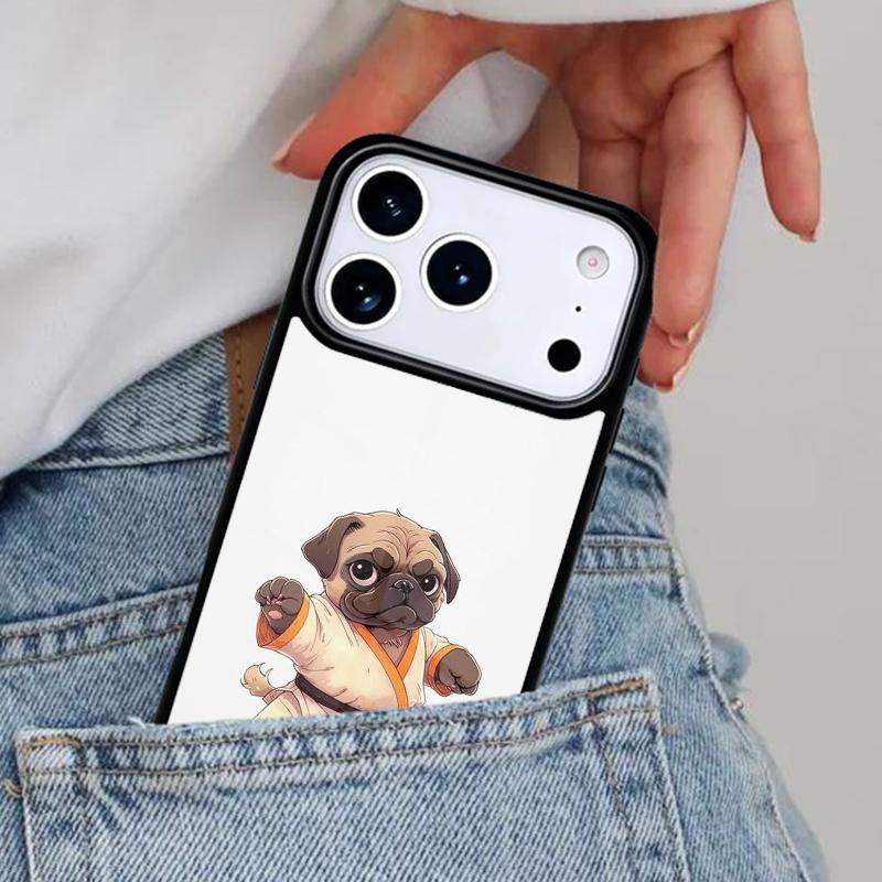 Забавный мультяшный чехол для телефона с мопсом для iPhone 17ProMax 12 13 14 15 16e 17 Pro Max Plus Air Cover