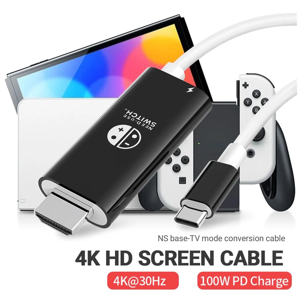 MobilePhone SteamDeck Type C to HDMI Cable for Nintendo Switch, 4K 1080P, 100W PD Charging, Compatible with Laptop, Tablet