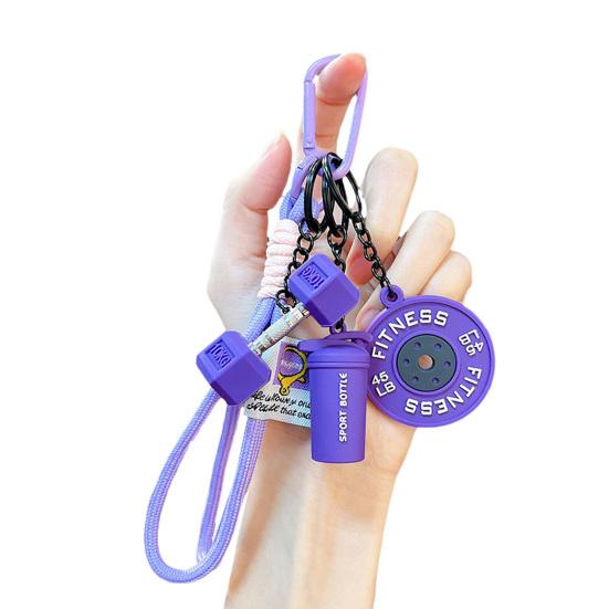 Брелок-подвеска Многофункциональный портативный брелок с плетеным шнурком Бутылка для воды Гантели Штанга Диски Фитнес-шарм Спортивные аксессуары