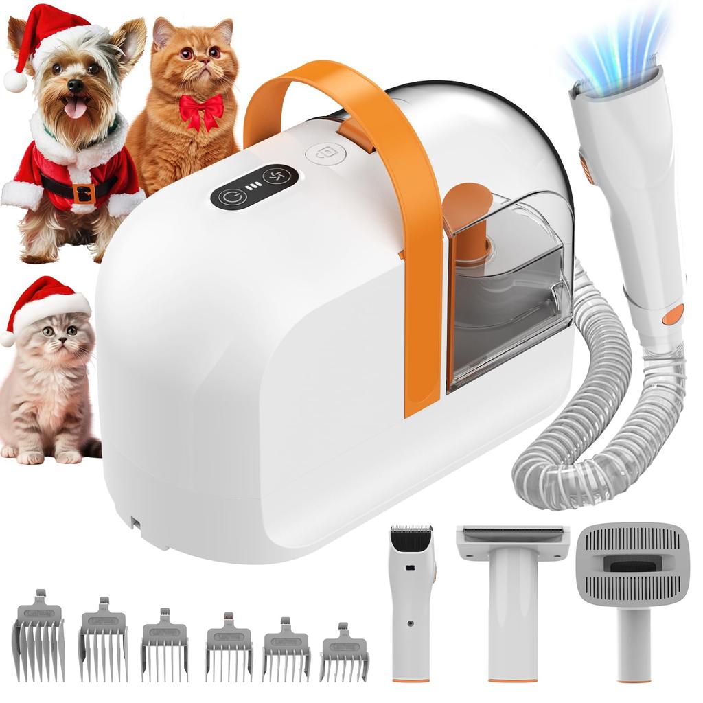 Машинка для стрижки собак AIRROBO Pet Clipper Set Grooming Vacuum Cleaner 12000Pa Super Powering всасывание 3 уровня регулировки Набор для стрижки домашних животных Устройство для красоты собак и кошек