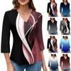 Women's V-neck Gradient Print Three-quarter Sleeve Fashion Top