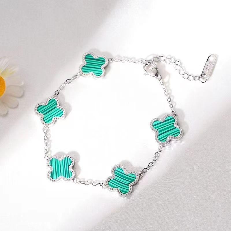 Браслет из титановой стали с четырьмя листьями травы