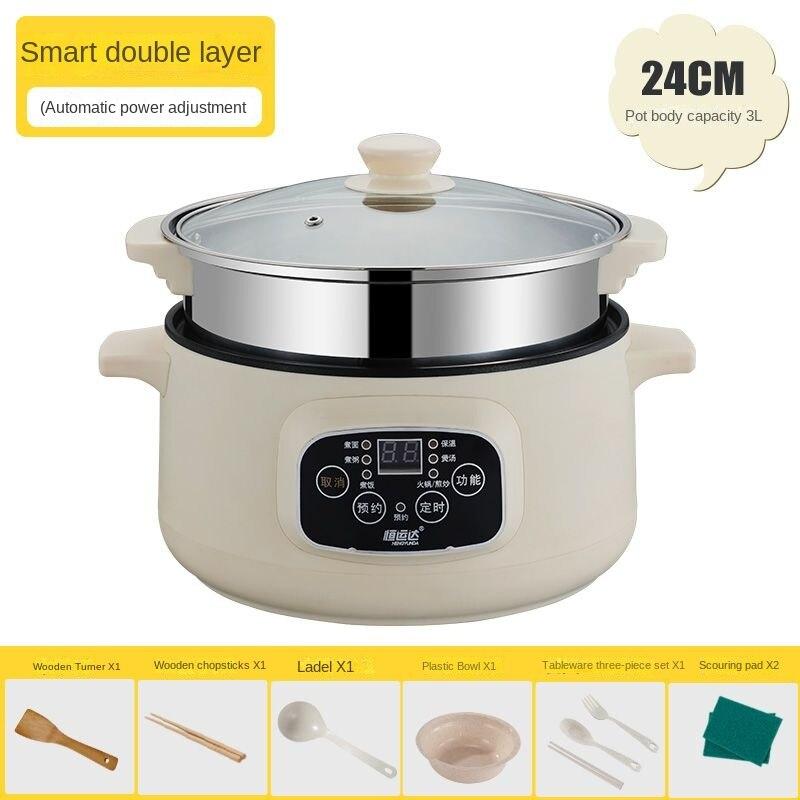 Электрическая кухонная машина, одно-/двухслойная кастрюля, бытовая рисоварка на 1-2 человека, многофункциональная сковорода с антипригарным покрытием для дома с чашей для приготовления пара