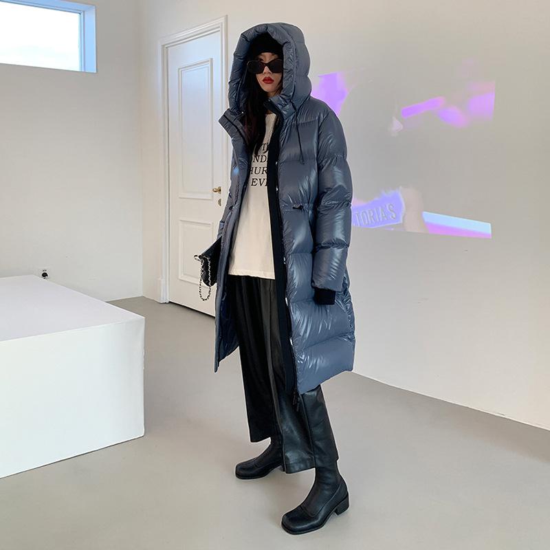 Высококачественная белая куртка-пуховик на утином пуху 90% женская, средняя и длинная, зимняя, 2024, новая, утолщенная талия, выше колена, теплая куртка, большой размер