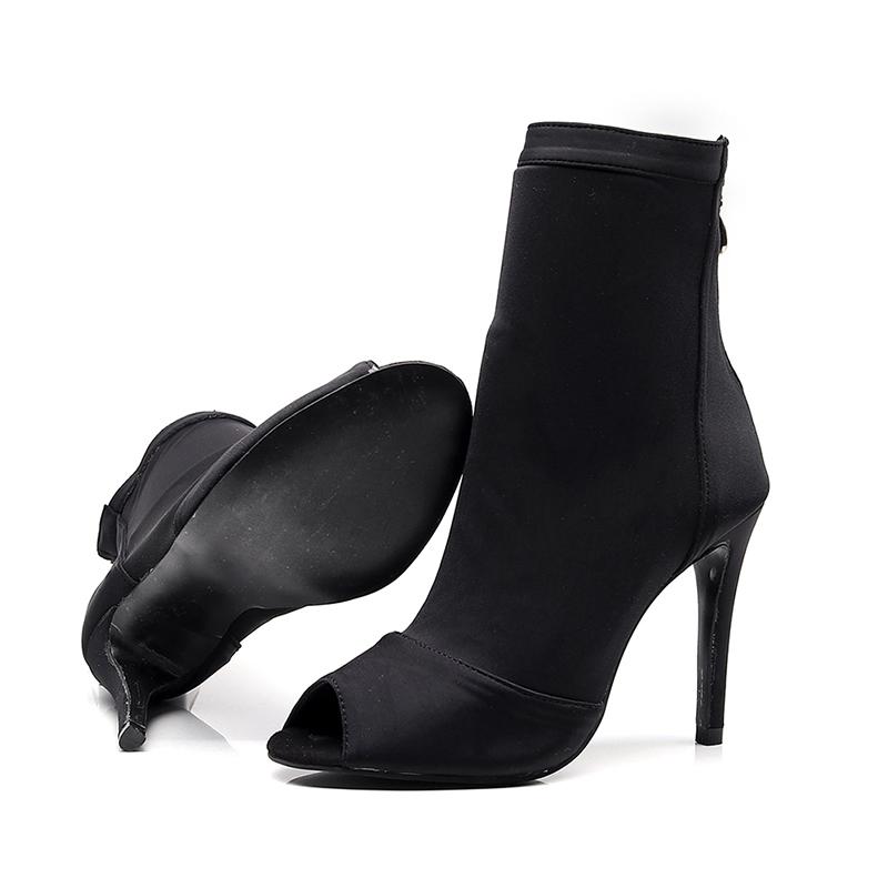 Танцевальная обувь, черные женские высокие бальные ботинки, обувь для сальсы и танго, модная вечеринка для девочек