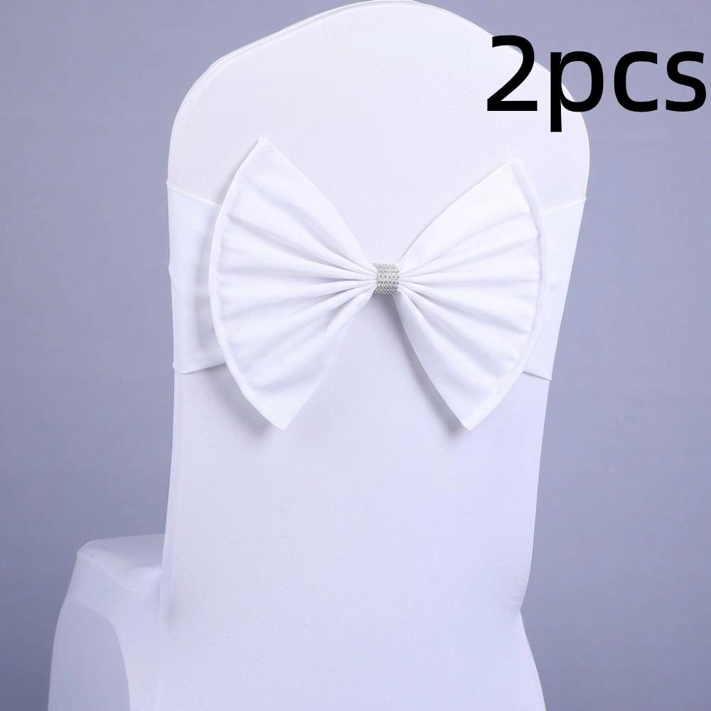 2pcs Vintage Chair Bow Tie Reusable Chair Back Ribbon Durable Satin Chair Sashes Band Party Event