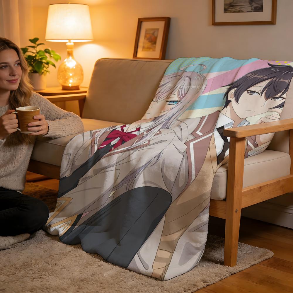 Throw High-Density Short Plush Blanket For Sofa Nap Room Soft Skin-Friendly Alya Sometimes Hides Her Feelings Russian