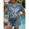 Women's T-Shirt 3D Butterfly Graphic Fashion Short Sleeved V-Neck Regular Tops Daily Print Tee Summer Spring Casual Tops