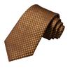 Hi-Tie Dark Gold Plaid Jacquard Mens Silk Tie Classic Necktie Cufflink Hanky Set