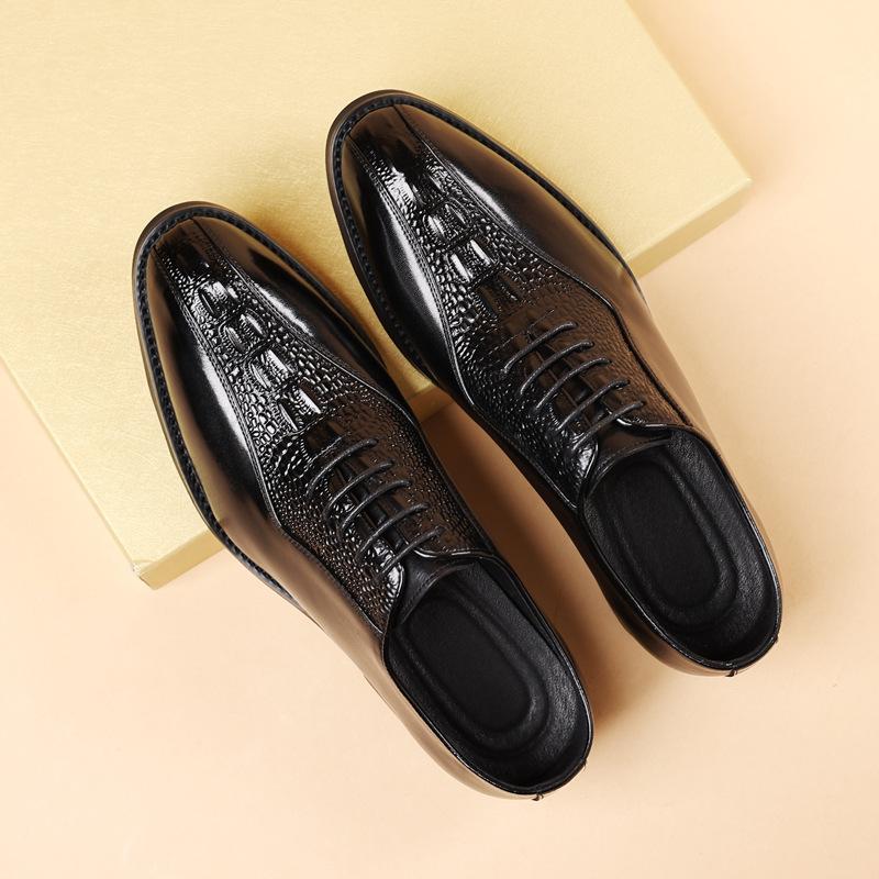 Brock Мужские деловые кожаные туфли из натуральной кожи с крокодиловым узором Свадебные туфли для жениха в британском стиле Мужская обувь
