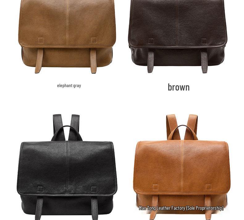 Qiu Zhen Рюкзак-мессенджер из овчины растительного дубления 2025 - Большая вместимость, для работы и повседневного использования