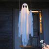 Halloween Decoration Outdoor Swing Ghost Ornament with LED Lights Adjustable Hanging Spooky Ghost Decor