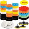 39 Pieces Car Polishing Waxing Sponge Flat Wave Sponge PU Wool Electric Polishing Disc