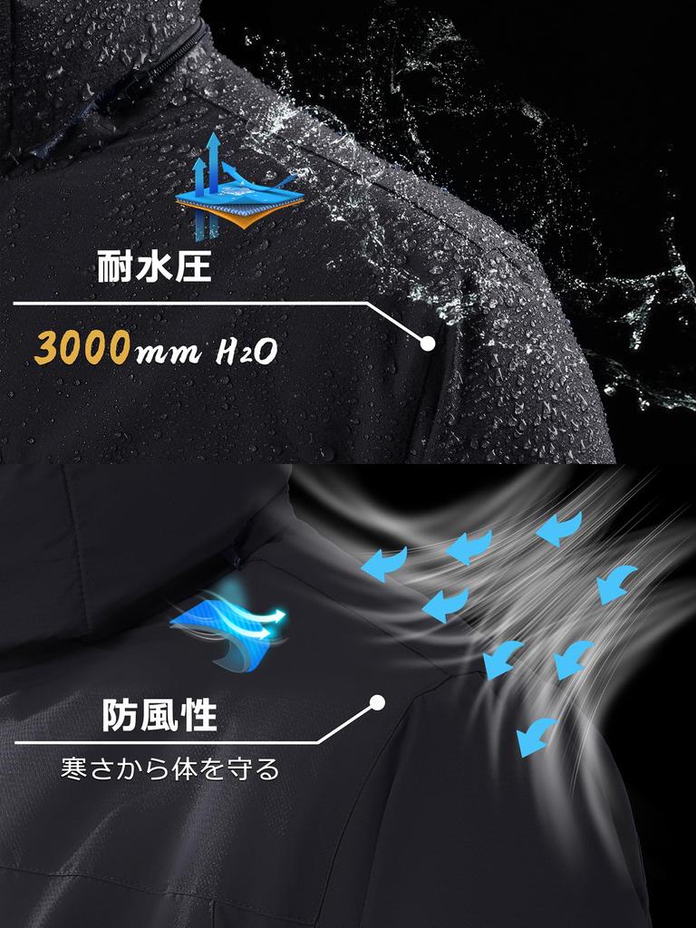 Холодная погода Горный флис Водонепроницаемый Открытый Ветрозащитный Soft Shell Сноубординг Работа Для Черный JP 2XL [KEFITEVD] Мужская одежда, Парка, Подкладка, Военная,