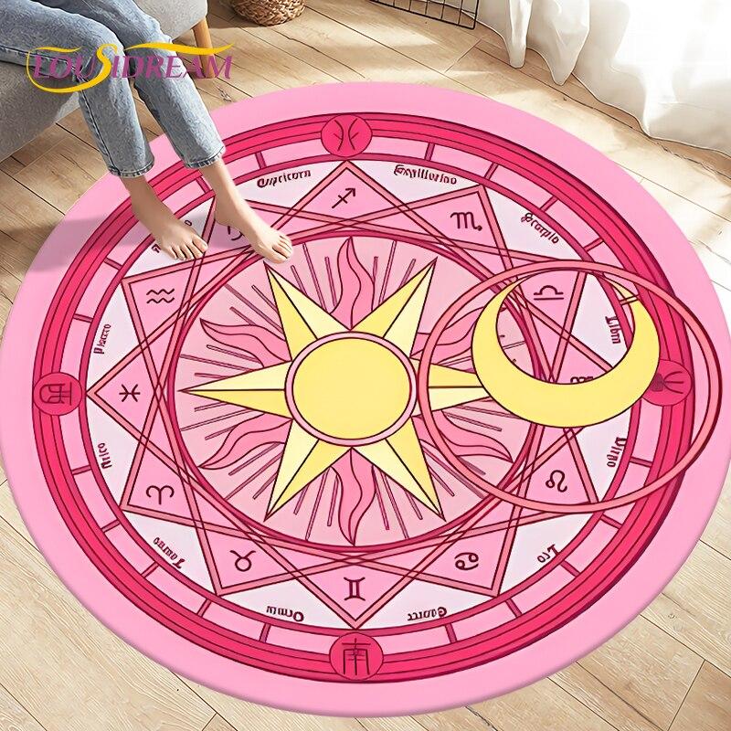 Коврик с рисунком Cardcaptor Sakura Magic Circle, круглые ковры, коврик для гостиной, детской комнаты, детские игровые нескользящие коврики