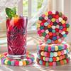 Colorful Round Felt Ball Coasters 4 Inches Wool Felt Coaster Pads Able Handmade Wool Felt Small Cup Mat Rotundity
