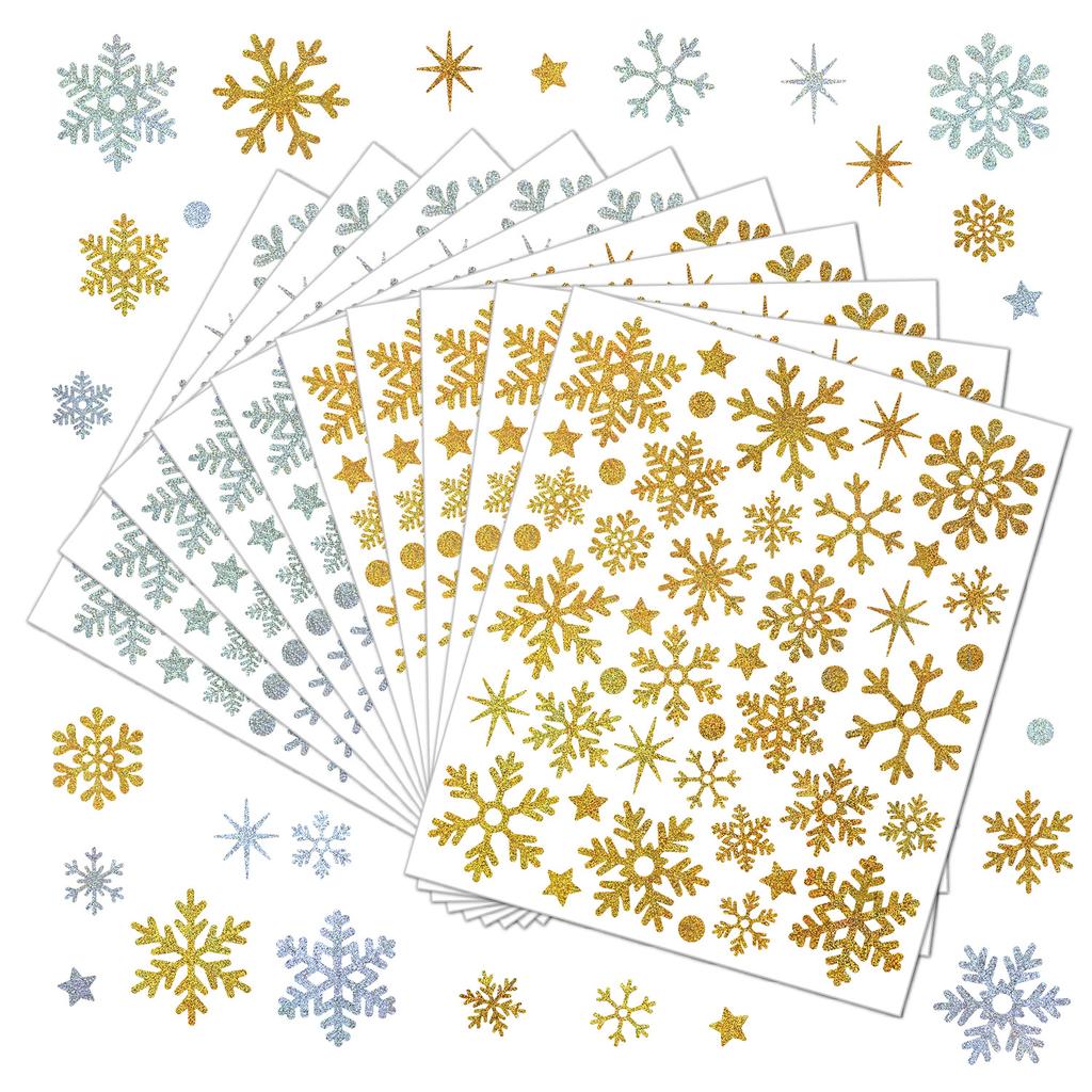 Christmas Snowflake Sticker Sands Glitter Holiday Party Decoration Gift Greeting Card Handbag DIY Winter Snowflake Sticker