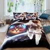 Galaxy Cat Duvet Cover Set Girls 3D Digital Cat Bedding Set Galaxy Colorful Cat Starry Sky Comforter Cover Lover Quilt Cover