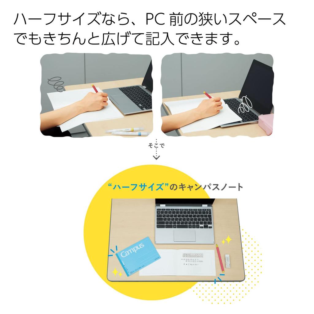 KOKUYO Campus Dotted Half Size Set of 5 Notebook, Ruled, B-ruled, 6mm, (B6), (NO-293BTX5SET)