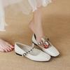 Single Shoes Women's Flat Bow Light Mouth Ballet Shoes Small Square Head Retro Casual Driving Mary Jane Shoes
