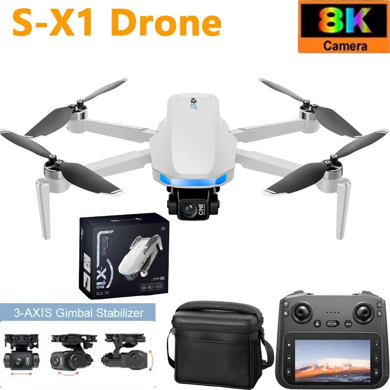 2025 NEW S-X1 Mini Drone with Large Screen 3axis Gimbal Anti-shake Aerial Brushless Drones 5G GPS 8K HD Camera EIS RC Quadcopter