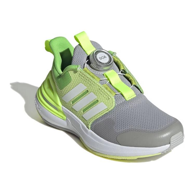 Adidas Rapidasport Boa Round Head Buckle Shock Absorbing Wear Resistant Breathable Low Top Running Shoes Kids Running Shoes Gray Green IE4542