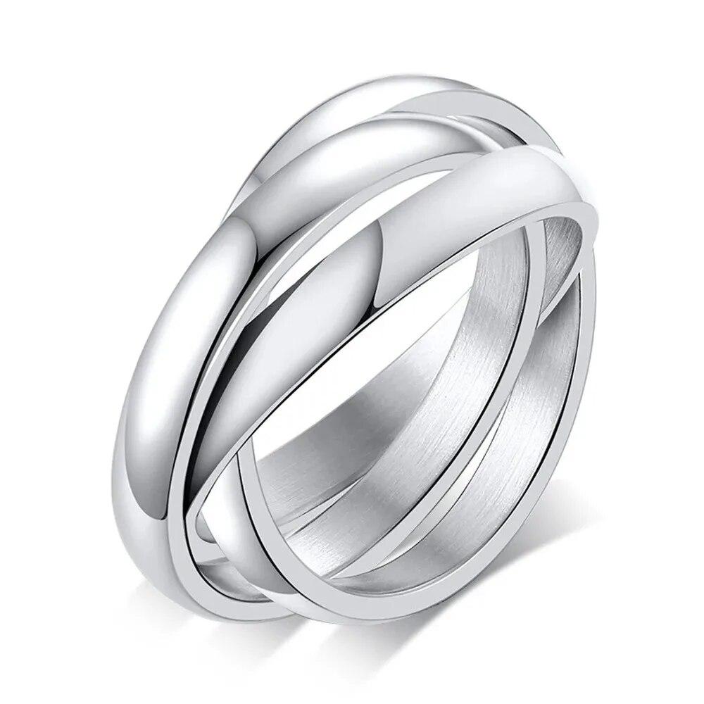 Fashion 3 Finger Ring Sets For Women Stainless Steel Wedding Engagement Rings for Couples Personalized Jewelry Wholesale