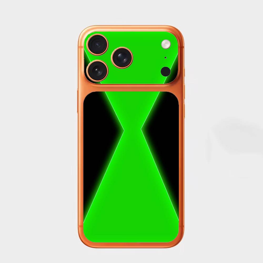 B-Ben10 O-Omnitrix Часы Сменная накладка-чехол из волокнистой кожи для iPhone 17Pro, 17Pro Max Задняя наклейка-чехол