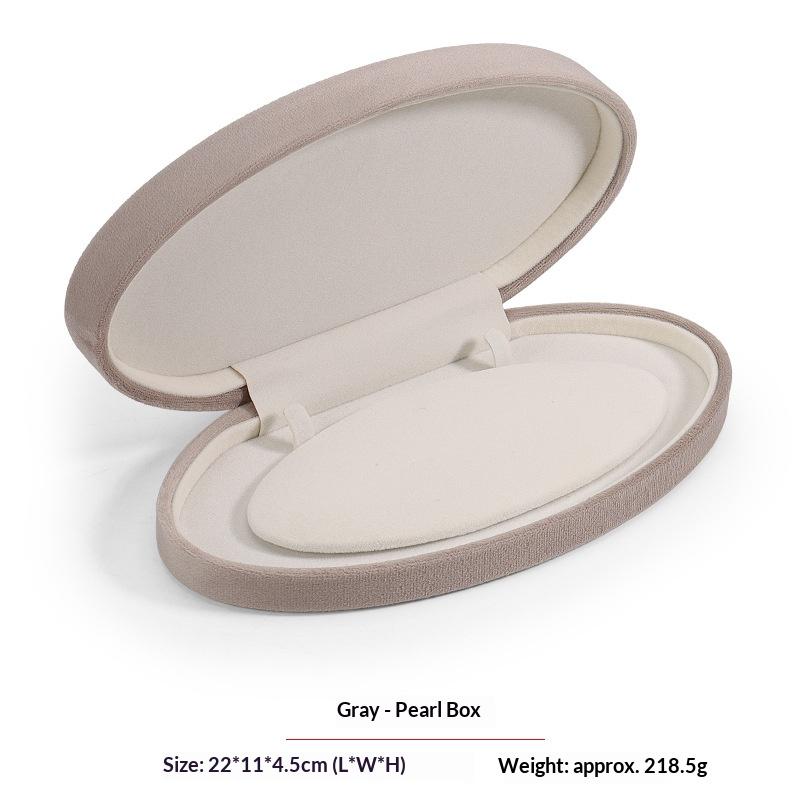 Oval Pearl Necklace Packaging Box High-end Sense Gift Box for Mother Earrings Chain Storage Flannel Jewelry Box
