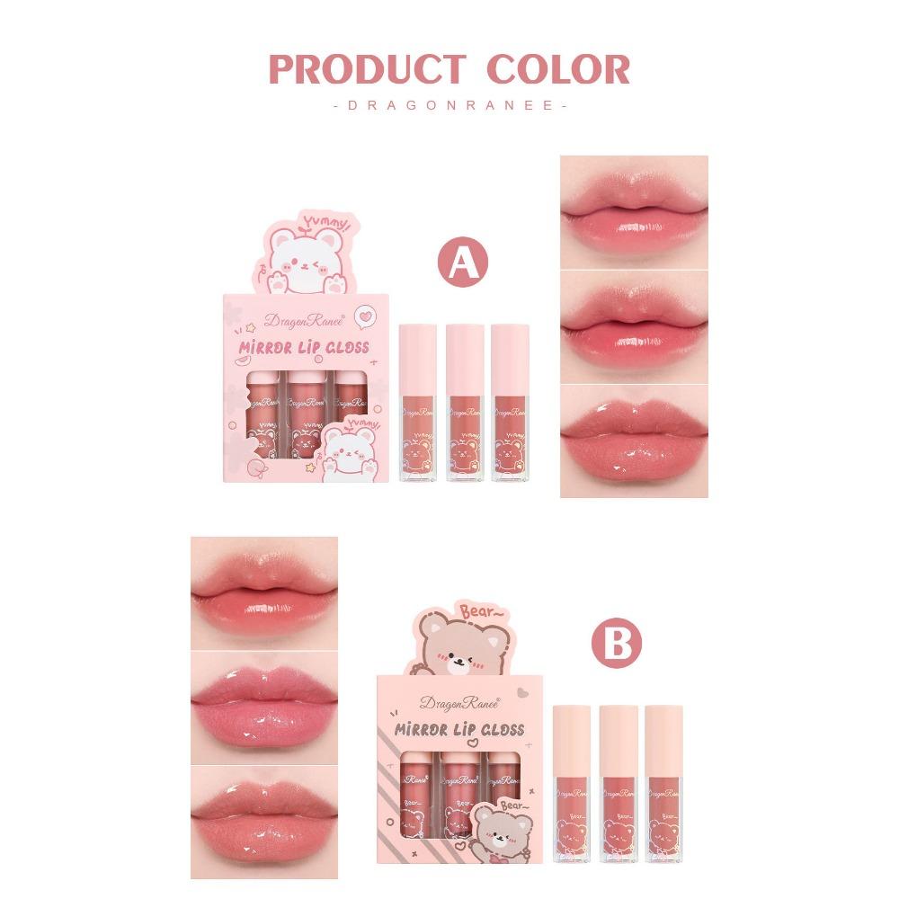 Блеск для губ Глазурь для губ Масло для губ Стекло с водой Светильник Зеркало увлажняющий увлажняющий Жемчуг со вспышкой Мультяшная коробка звуковой сигнал губы