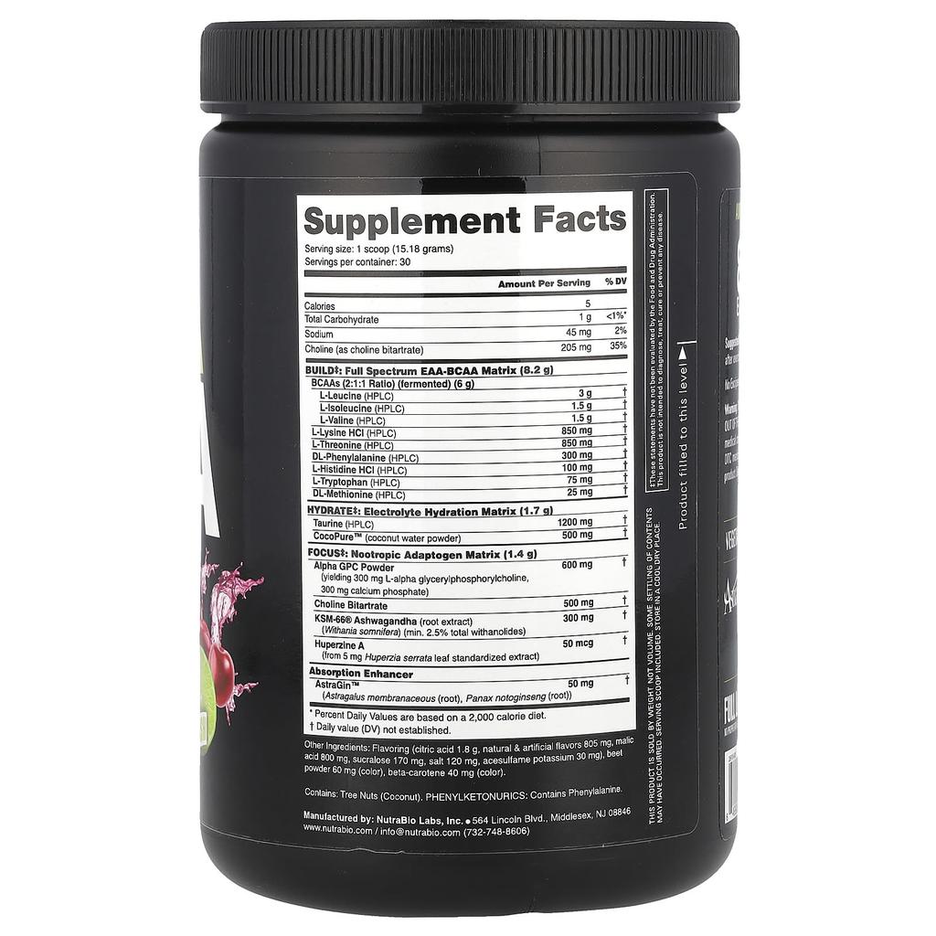 NutraBio Alpha EAA, Cherry Lime Slush, 1 Lb (455 G)