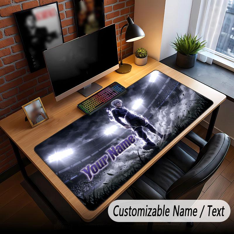 Custom Name Extended Mouse Pad,Blue Lock Gaming Desk Mat For Home Office Desktop Decor