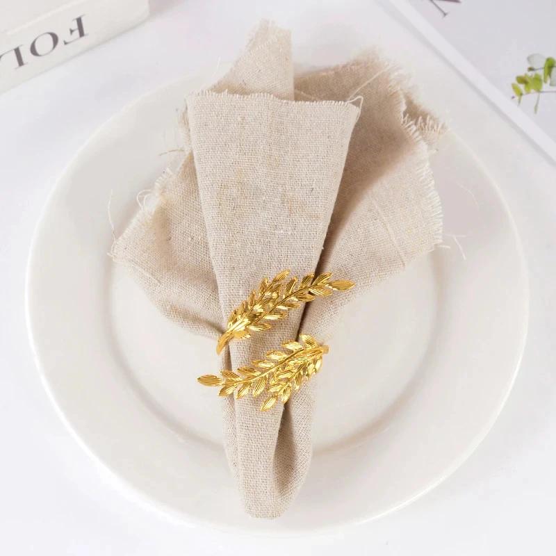 Stylish Gold Wheat Metal Leaf Napkin Rings Enhance Your Harvest Table Decor
