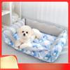 Cartoon Printed All-over Breathable Soft Bed  Four-season Kennel  Dog Kennel Cat Kennel Raised Pillow  Neck Protector  Spring and Summer Pet Supplies