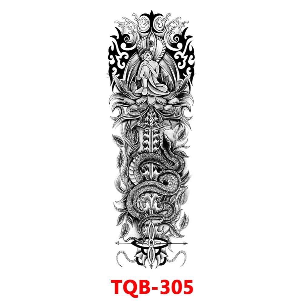 Full Arm Fake Tattoo Sleeve Men and Women Temporary Tattoo Sticker Lion Werewolf Cross Big Arm Tattoo Waterproof